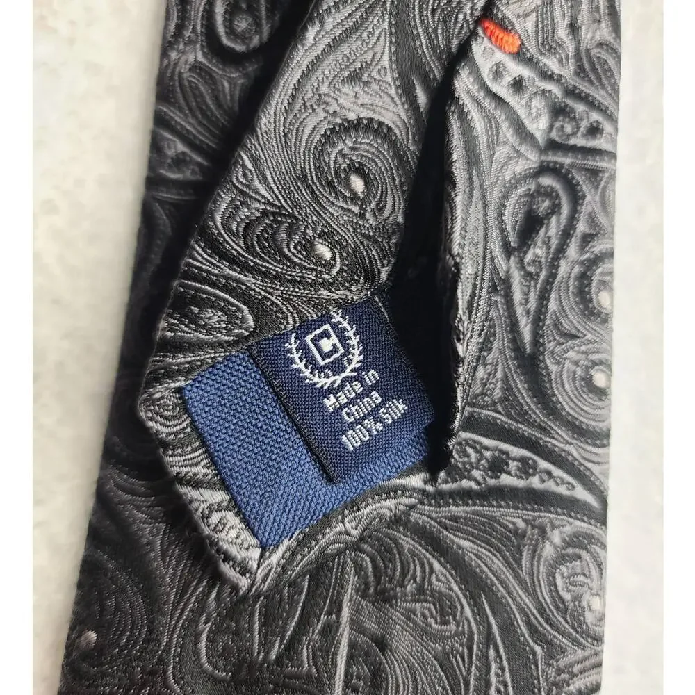 Chaps black silver paisley silk tie - 57.5